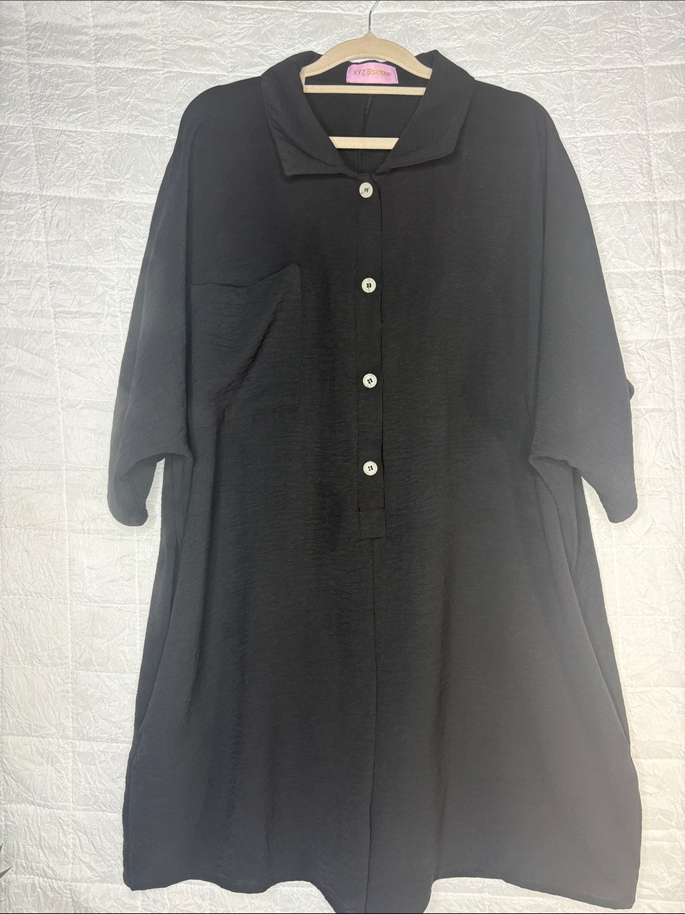 Women’s Black Oversized Romper Jumper Shorts Collared Button Front